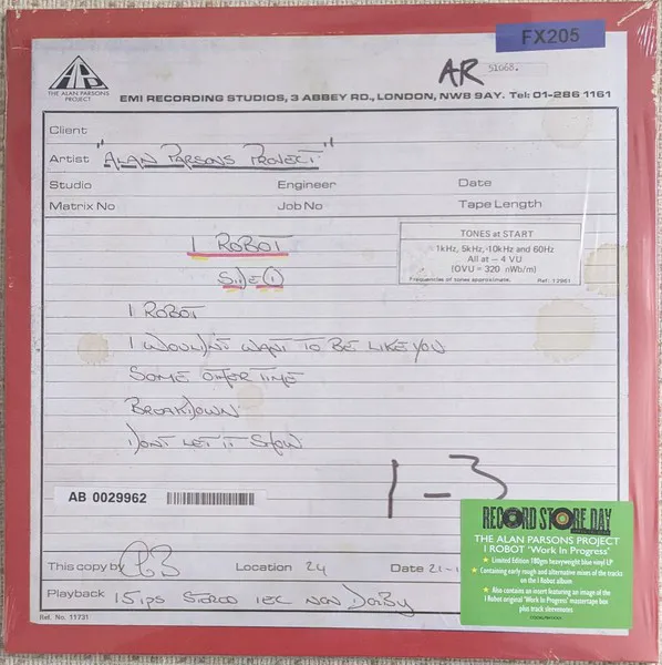 Obal albumu The Alan Parsons Project – I Robot "Work In Progress"