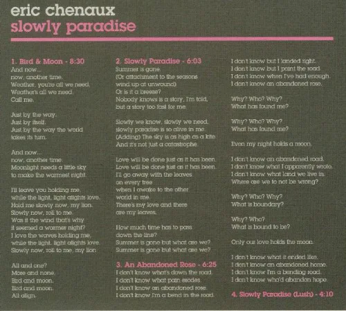 Cover of Eric Chenaux – Slowly Paradise