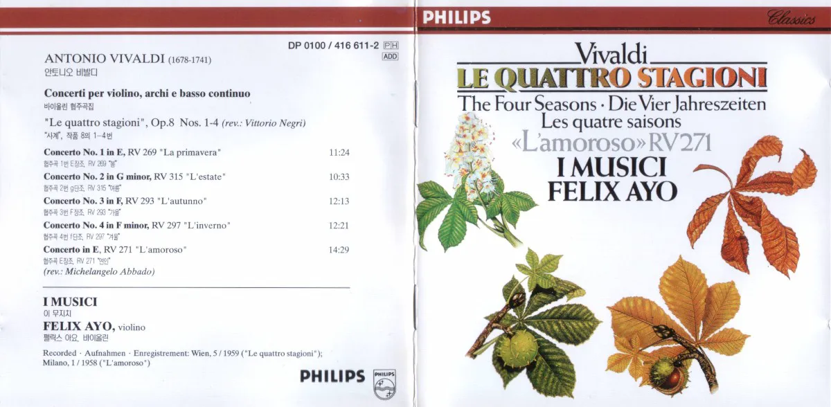 Obal alba Antonio Vivaldi, Felix Ayo, I Musici – Le Quattro Stagioni