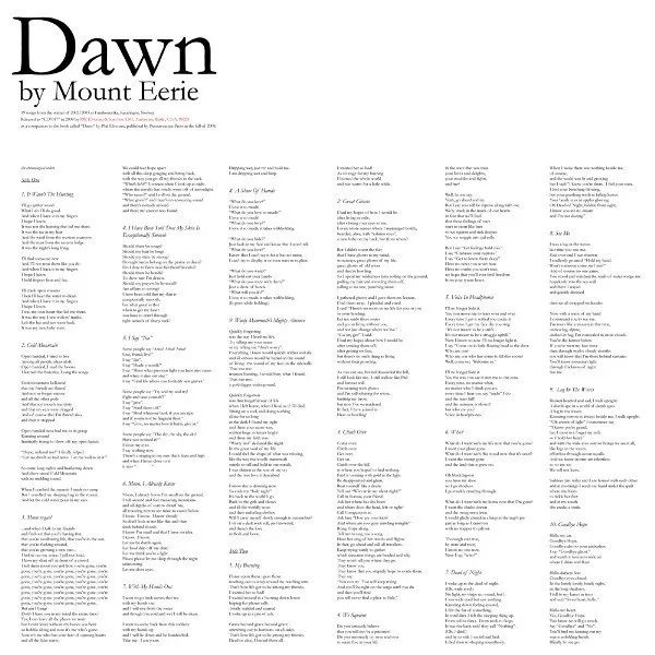 Cover of Mount Eerie – Dawn