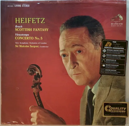 Cover of Max Bruch, Henri Vieuxtemps, Jascha Heifetz, New Symphony Orchestra of London, Sir Malcolm Sargent – Bruch: Scottish Fantasy / Vieuxtemps: Concerto no. 5